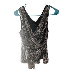 Express Women's Black and Gray Snake Print Blouse